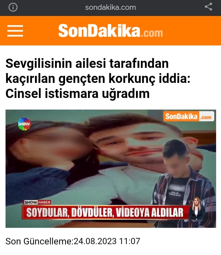 16 Ağustos tarihinde kız arkadaşımın ailesi tarafından Zorla kaçırılarak darp edildim çıplak videolarım çekilerek cinsel istismara maruz kaldım adli tıp raporum darp raporum mevcut şikayetçi oldum karakol ifadelerinin ardından serbest bırakıldılar.