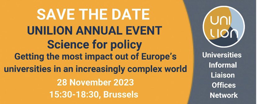 SAVE THE DATE 🗓️ 28.11.2023 📍#Brussels #UnILiON Annual Event on how universities contribute to shaping better policy. Registration will open🔜 Aix-Marseille Université Brussels Office is an active member of UnILiON the network of University Brussels-based offices