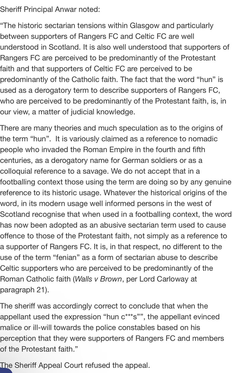 TheLoudenTavern's tweet photo. Clear guidance from the courts re: the usage of the word “Hun” - its sectarian https://t.co/HV3fhHpbfe