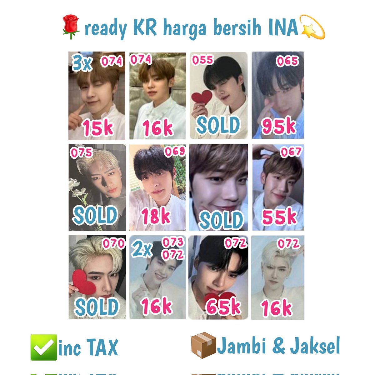 zeroplusGO's tweet photo. WTS WTO pc aab zb1 ready KR BERSIH INA🌹
matthew taerae jiwoong hanbin taerae ricky yujin shade ver a b everline lucky draw withmuu artbook puppy special trading card fancon love tc md

✅inc TAX, BERSIH INA
❌exc packing
📦dom Jambi dan jaksel https://t.co/lk8ydo7PXZ