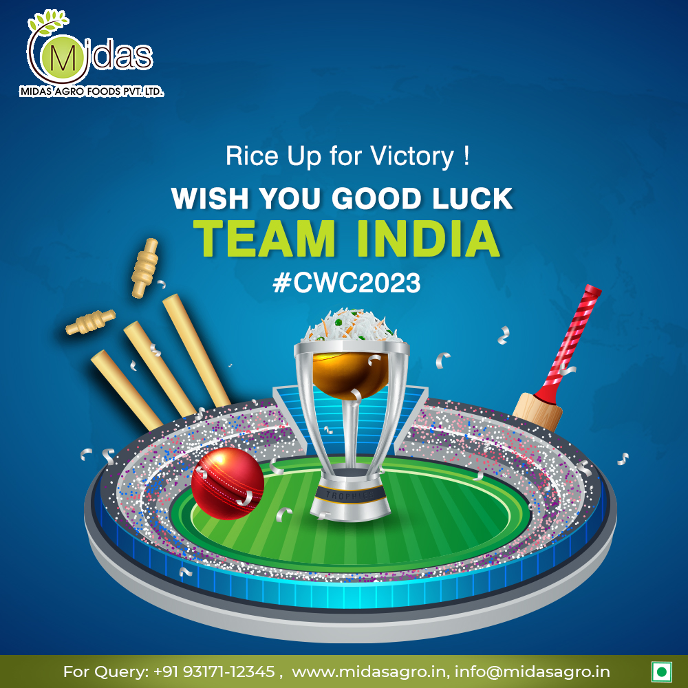 'Team India, you've trained hard, now it's time to play hard! Best wishes for the World Cup.'
.
.
.
#worldcup2023 #cwc2023 #teamindia #cricketfever #bleedblue #oneteamonedream #bestofluck #cricketworldcup #ourtime #wewinwhenyouwin #midasagrorice #midasrice
midasagro.in