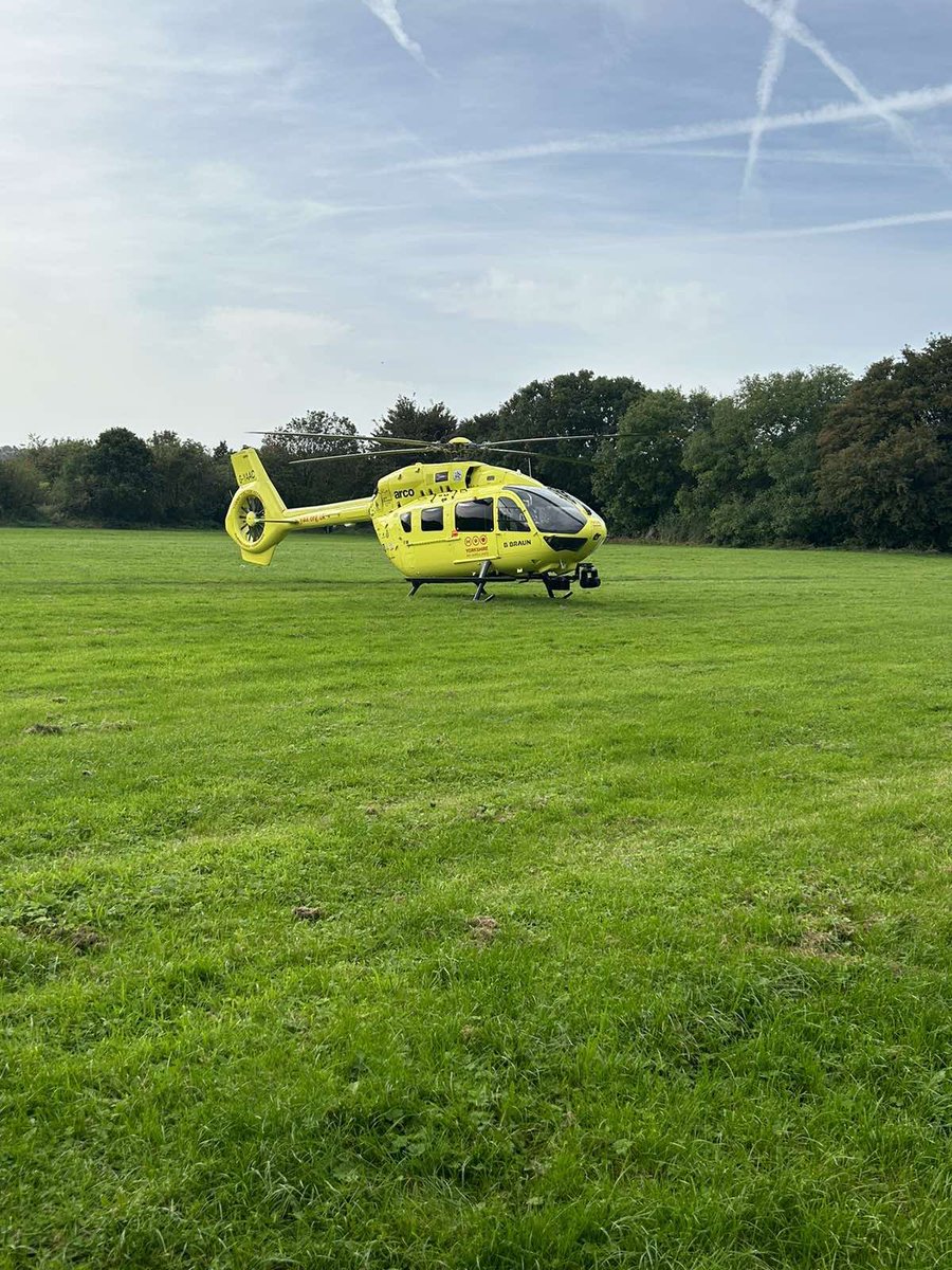 Air ambulance landing on the field in Woodhouse . Amazing people and facilities to say it’s all funded by charity .<a href="/Sheffieldis/">#Sheffieldissuper</a> <a href="/SheffieldStar/">The Star, Sheffield</a>