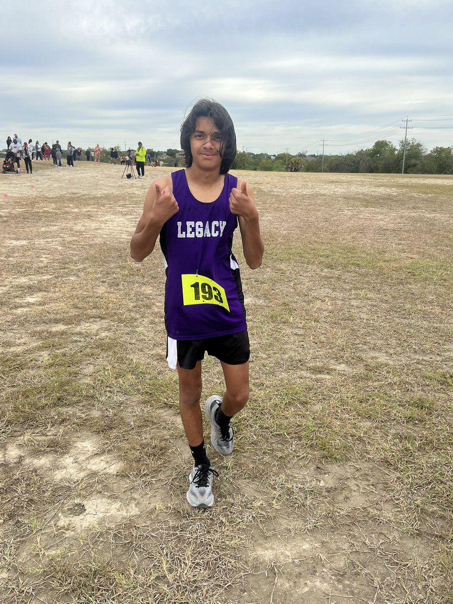 CoachCanoLMS's tweet photo. Good Luck Jason; our lone warrior 8th Grade boy at the STAC District Cross Country Meet.  Shock the world!!! @LMSKnights @LegacyECISD https://t.co/DNTWyf553Y