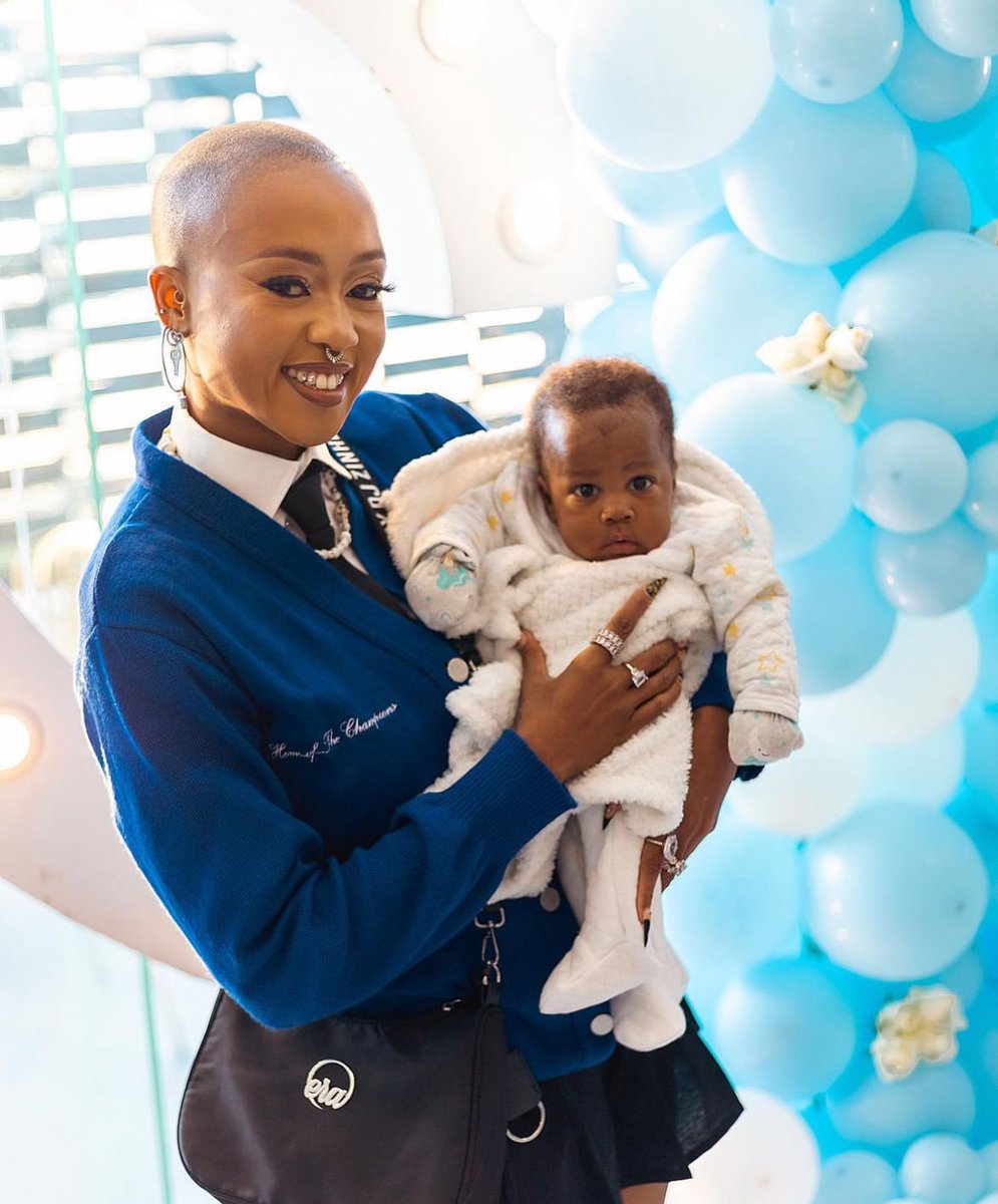 Nomuzi Mabena with her son 💙