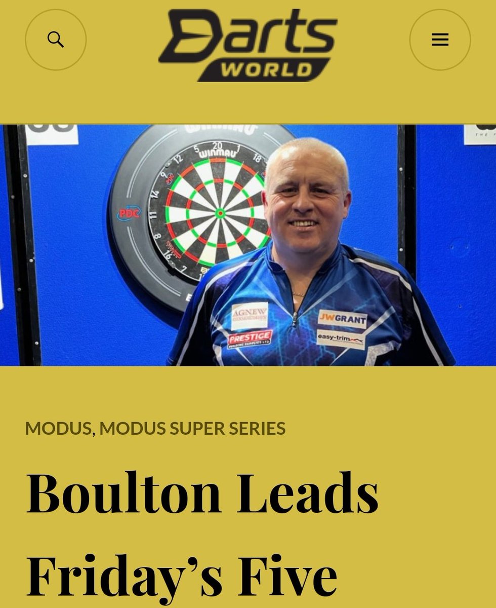 🎯🟡 | Boulton Leads Friday's Five
<a href="/MSSdarts/">MODUS Super Series</a>

An impressive quintet of players made tonight's weekly finale.

<a href="/xfactor180/">Andy Boulton</a> stood out, with a clean sweep to top his group.

<a href="/JelleK180/">Jelle Klaasen</a> has a habit of doing enough...

#TheOfficialVoiceOfDarts

↪️dartsworld50.com/2023/10/07/bou…