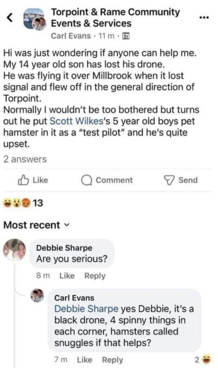 One of the jobs that a Town Crier had in the past was to inform the town’s citizens of lost and missing animals. David Green as Torpoint’s TC could you help out with this one?😁<a href="/torpointtown/">Torpoint Town</a>