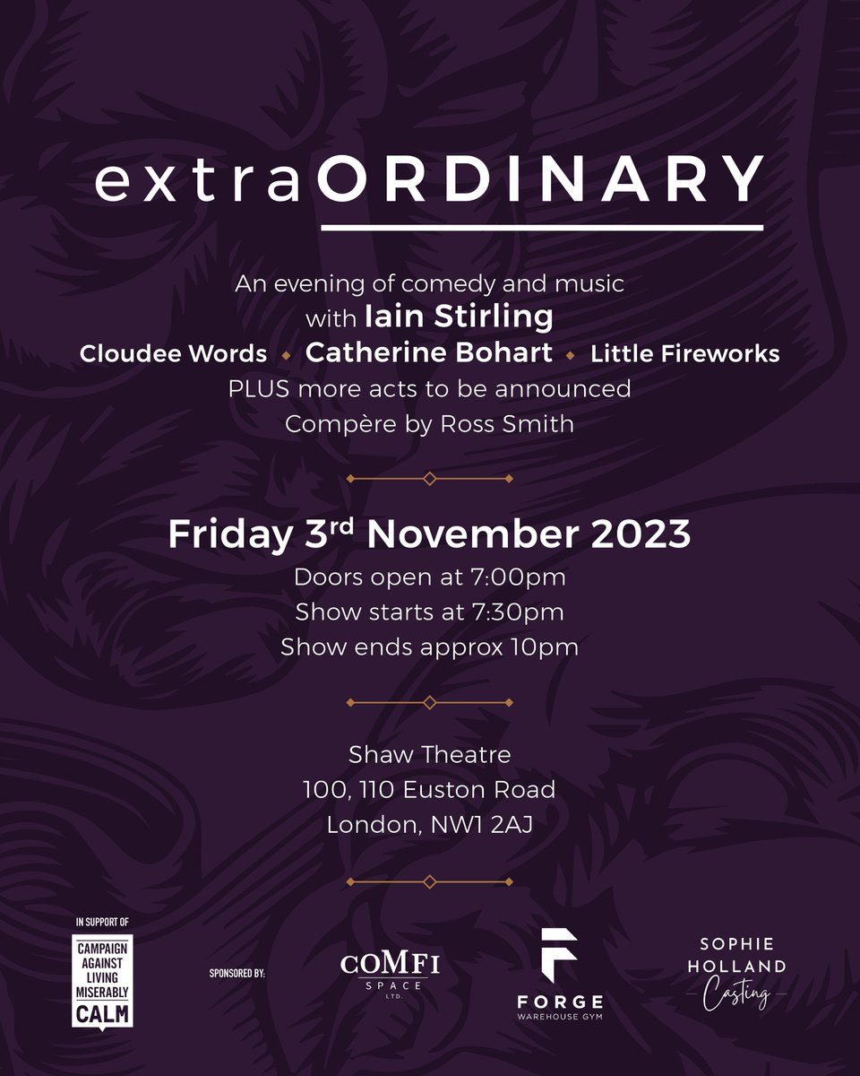 Shaw Theatre (@shawtheatreldn) on Twitter photo We are delighted to announce that we are hosting <a href="/ExtraYevents/">extraORDINARYevents</a> next charity fundraiser for <a href="/theCALMzone/">CALM</a> on Fri 3 Nov - and they've got the incredible <a href="/IainDoesJokes/">Iain Stirling - new show RELEVANT on sale now!</a> as their headline act 😍
Get your tickets now 👉shaw-theatre.com/whats-on/extra… We are delighted to announce that we are hosting <a href="/ExtraYevents/">extraORDINARYevents</a> next charity fundraiser for <a href="/theCALMzone/">CALM</a> on Fri 3 Nov - and they've got the incredible <a href="/IainDoesJokes/">Iain Stirling - new show RELEVANT on sale now!</a> as their headline act 😍
Get your tickets now 👉shaw-theatre.com/whats-on/extra…