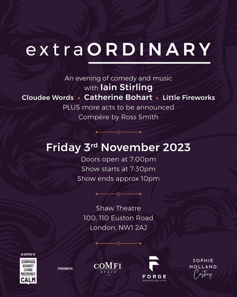 We are delighted to announce that we are hosting @ExtraYevents next charity fundraiser for @theCALMzone on Fri 3 Nov - and they've got the incredible @IainDoesJokes as their headline act 😍 Get your tickets now 👉shaw-theatre.com/whats-on/extra…