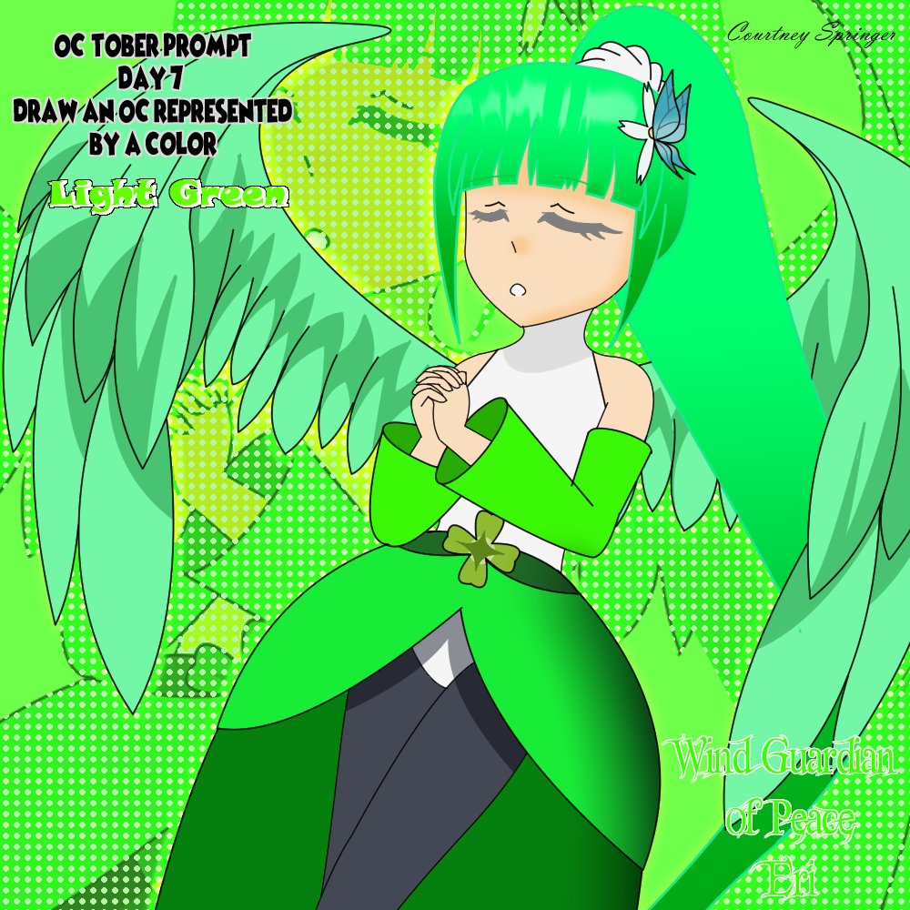 CSpringer205's tweet photo. OC-tober Prompt Day 7: Draw an OC represented by a color.
Eri & the color light green represents luck, peace, and tranquility.
#inktober2023day7 #oc #originalcharacter #myocs #ElementalGuardians #UltimateArmageddon #CLIPSTUDIOPAINT #ocartist #ocart #ArtistOnTwitter #digitalart https://t.co/5dURQGct6Y