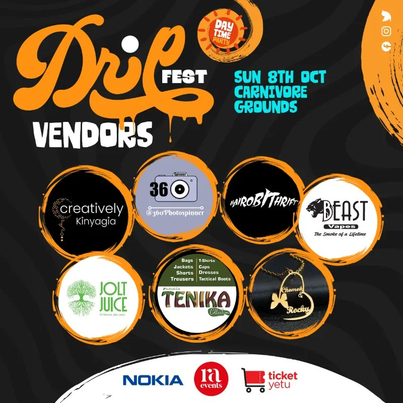 DripFestKE's tweet photo. Be sure to seize the opportunity to explore,shop and interact with our amazing lineup of vendors who will be there😉🔥💥
#DripFestKE 
#dlalathukzininkenya 
#DripWithNokiaC32 https://t.co/ZEbYxSiueI