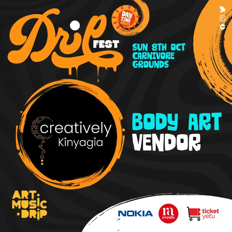 DripFestKE's tweet photo. Be sure to seize the opportunity to explore,shop and interact with our amazing lineup of vendors who will be there😉🔥💥
#DripFestKE 
#dlalathukzininkenya 
#DripWithNokiaC32 https://t.co/ZEbYxSiueI