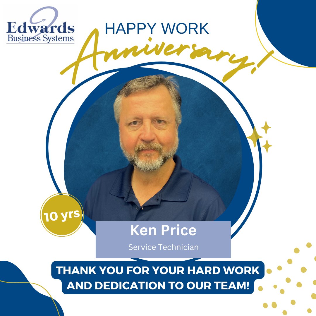 Happy 10 year #workanniversary to Ken!

Thank you for all of your hard work and dedication!