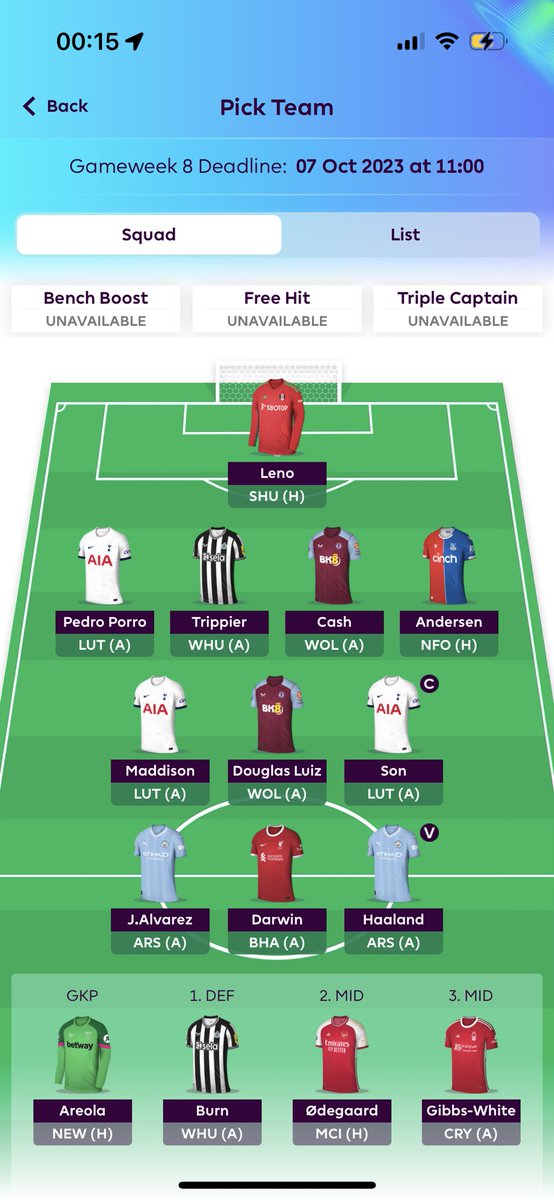 BasedFPL's tweet photo. how i ended up on the wildcard 

Porro instead of Udogie
Douglas Luiz instead of Diaby

two differences i hope pay off https://t.co/ym7kxkTqyR