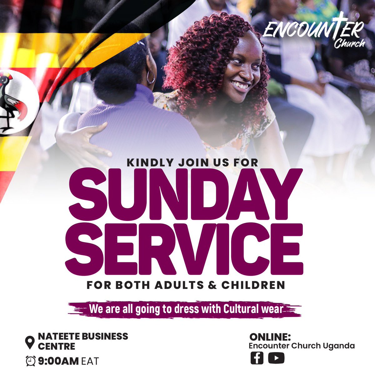 encounter_ug's tweet photo. Join us tomorrow for our #SundayEncounter service. We start at 9AM. You can attend physically or join online on YouTube. Come dressed in any attire that has a #Uganda-n touch. @andrukimuli https://t.co/47ZiHS4dxb