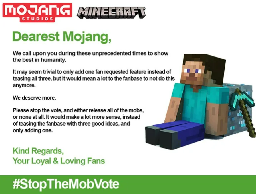 MinecraftMeme16's tweet photo. #Stopthemobvote https://t.co/XGjaCpYVO4