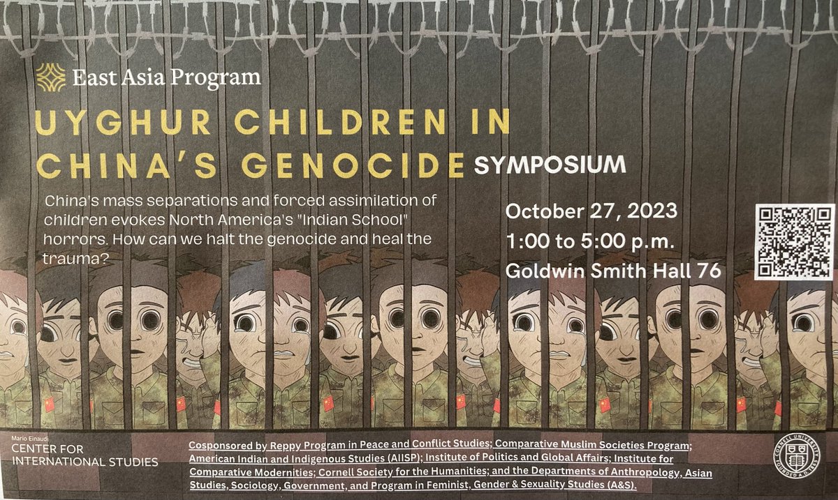 DavidAltonHL's tweet photo. Uyghur Children in China’s Genocide: A Symposium," Friday, October 27 from 1-5 p.m. [New York time], Goldwin Smith Hall 76, at Cornell university. Read the UN experts recent alarming report on Uyghur children:
https://t.co/pZK6w3lmN4
+ see: https://t.co/sTUmn3TN3d @MahmutRahima https://t.co/jaQffKxkcC