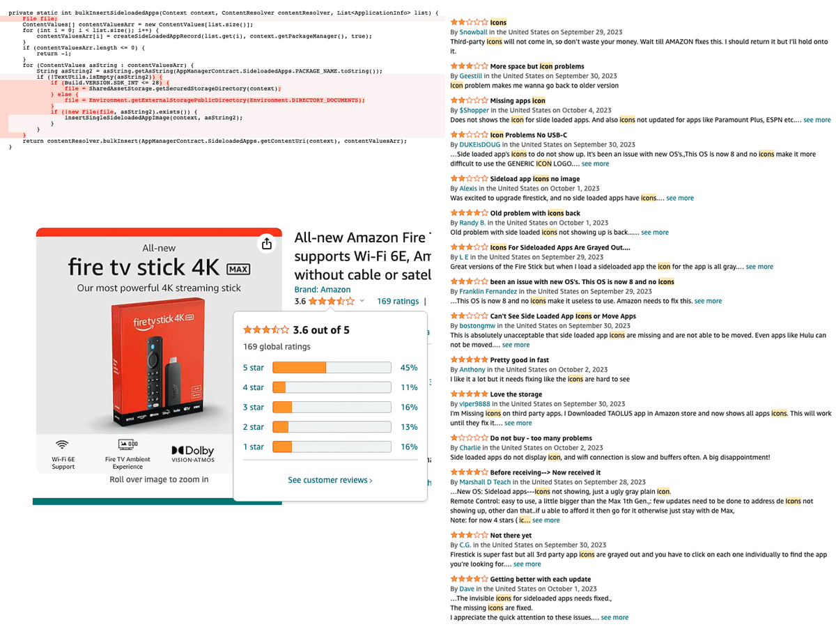Elias's tweet photo. Product Managers take note of how a single missing 'else' statement in code can knock a 4+ star product down to a 3 star product. https://t.co/naGKEeNQXj