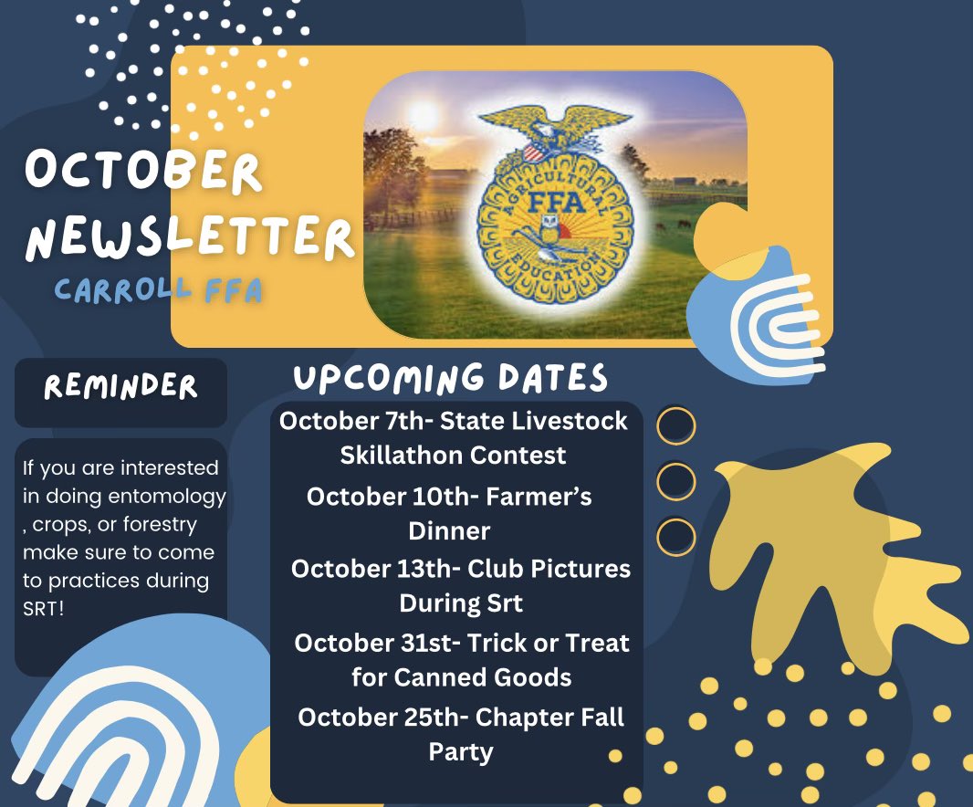 FFACarroll's tweet photo. Here’s Octobers newsletter! Don’t forget to come to the Chapter Fall Party! https://t.co/gJ97rXXXyD