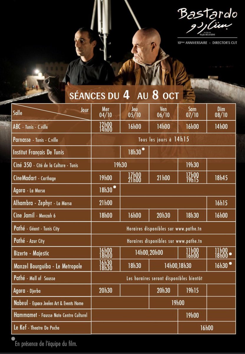 Séances de projection de Bastardo dans sa nouvelle version Director's Cut.