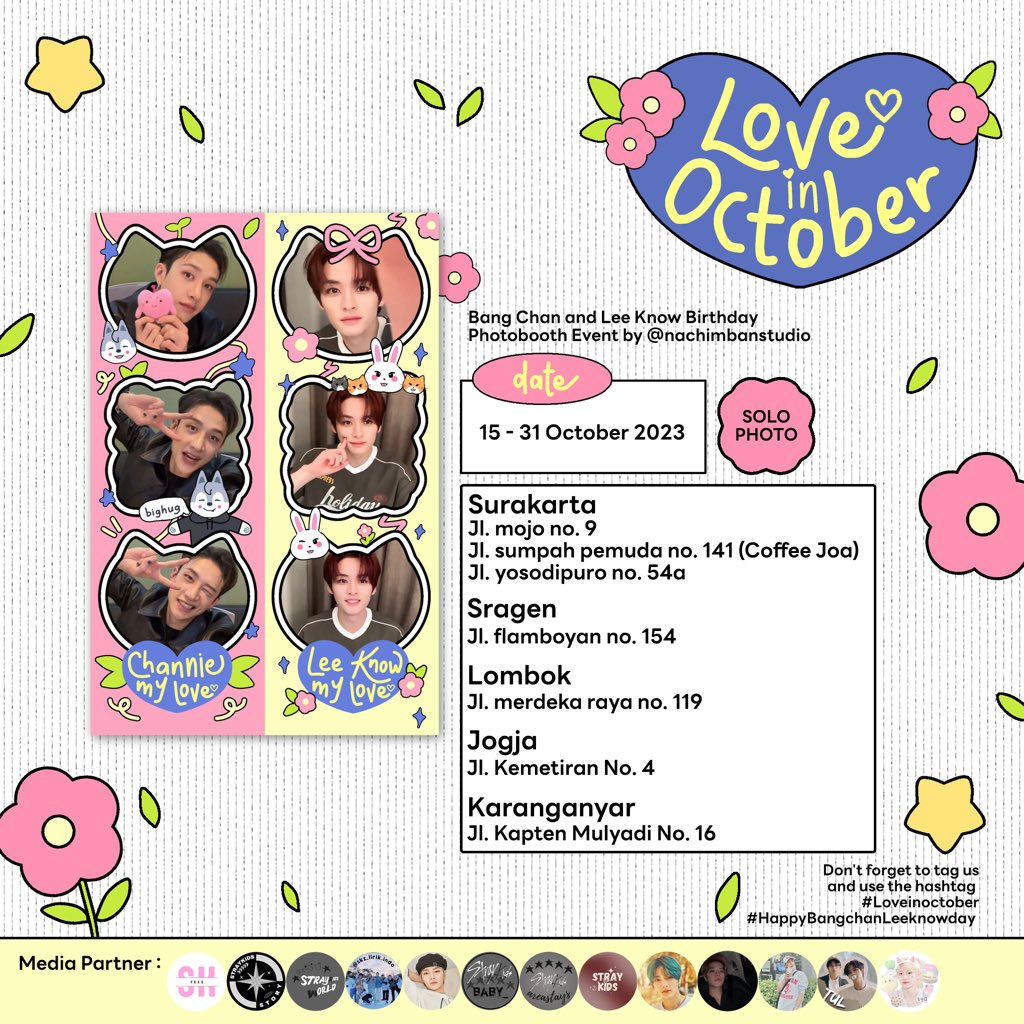 skfess's tweet photo. βΛπ· π³πππ ππ πΆππππππ βq°β©
Bangchan and Leeknow Birthday Photobooth Event πΊπ° available at : Snaplab, Pictple and Solophoto
ποΈ 15 October - 31 October 2023
π Details on poster
Don't forget to tag us and use the hashtag #Loveinoctober #HappyBangchanLeeknowday https://t.co/C1YMJ4lakT