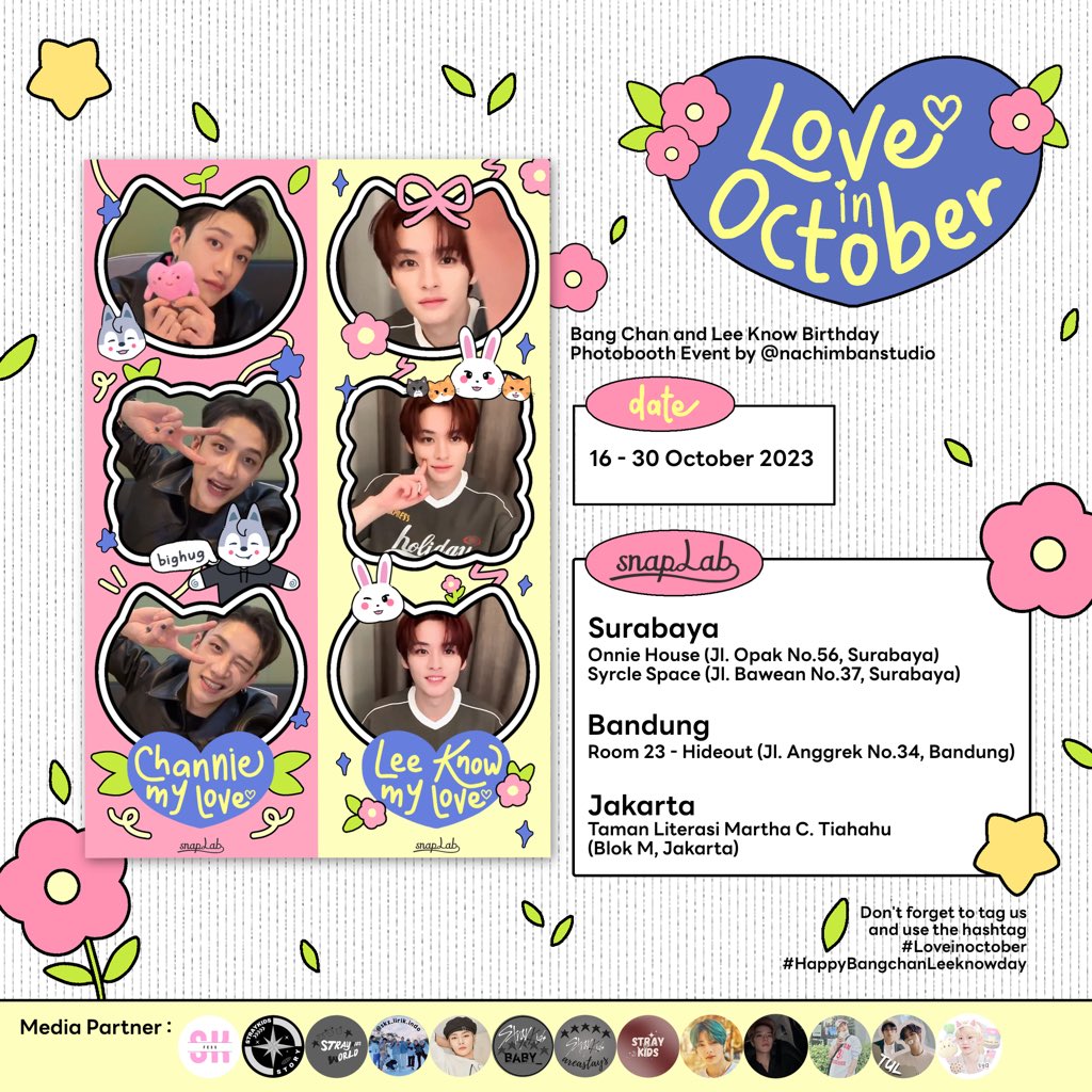 skfess's tweet photo. βΛπ· π³πππ ππ πΆππππππ βq°β©
Bangchan and Leeknow Birthday Photobooth Event πΊπ° available at : Snaplab, Pictple and Solophoto
ποΈ 15 October - 31 October 2023
π Details on poster
Don't forget to tag us and use the hashtag #Loveinoctober #HappyBangchanLeeknowday https://t.co/C1YMJ4lakT