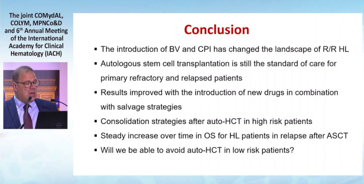 lymphomahub's tweet photo. #IACH23 | Ali Bazarbachi discussed if HDT and autoHCT still SOC in the era of novel therapies in patients with Hodgkin lymphoma #lymsm #lymphoma #COLYM #TheIACH https://t.co/jDxT6PQonv