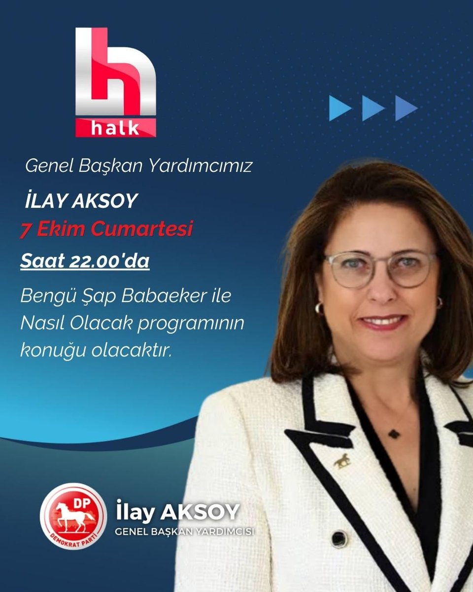 _DemokratParti's tweet photo. Genel Başkan Yardımcımız Sayın İlay Aksoy @ilay_aksoy Bu Akşam Saat 22.00'de @halktvcomtr ekranlarında canlı yayın konuğu olacaklardır https://t.co/NSQAf7RXnJ