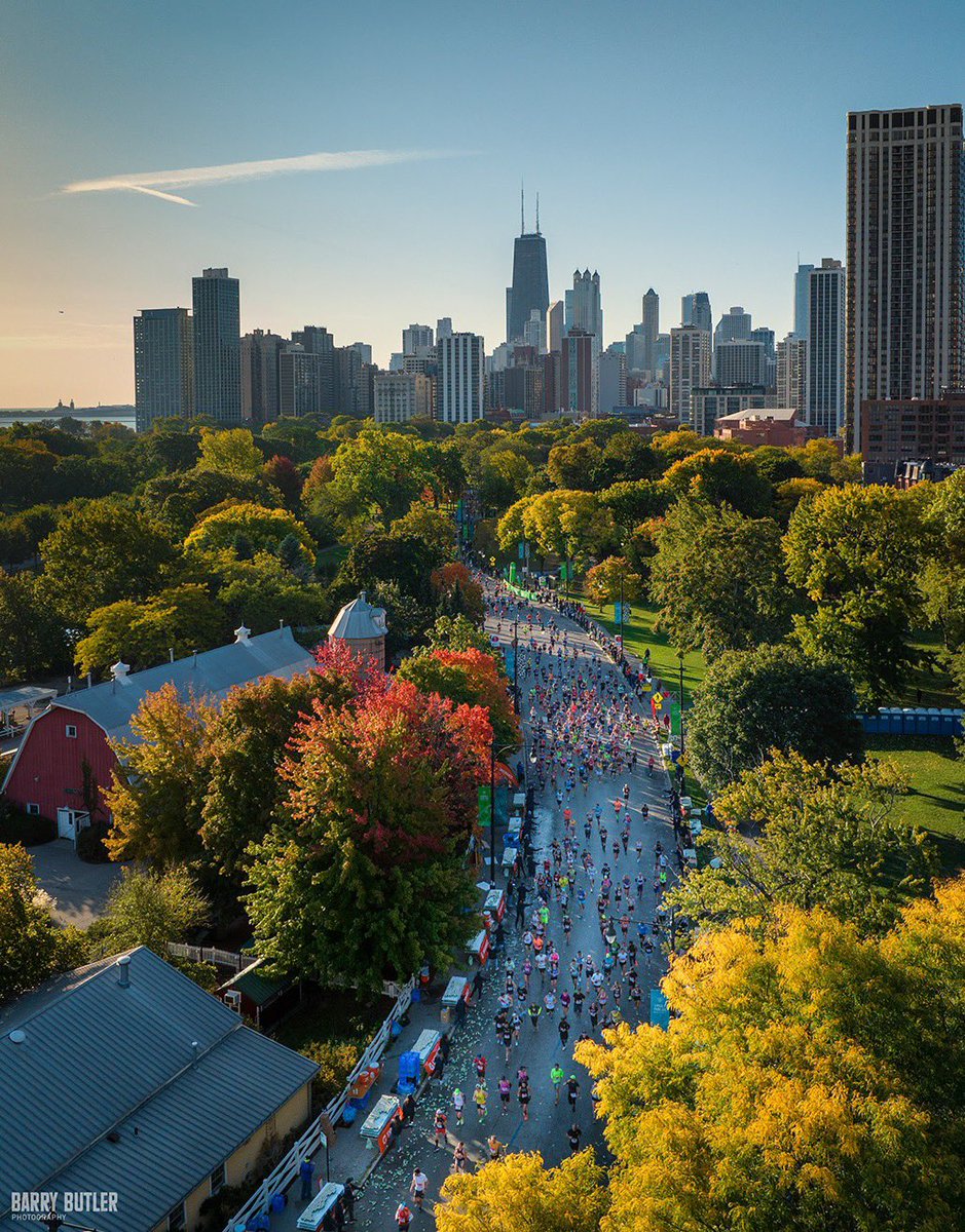 Colors in the trees, colors on the streets. The Chicago Marathon is tomorrow. #chicago