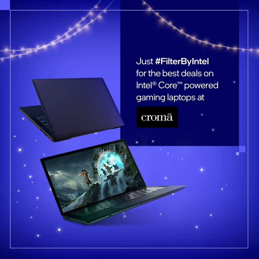 IntelIndia's tweet photo. Wishlist your gaming setup for this festive season at the #SweetestDeals on @amazondotin
@cromaretail @Flipkart @RelianceDigital! Just #FilterByIntel for the best Intel® Core™ powered gaming laptops. https://t.co/LFQbMoTYtT