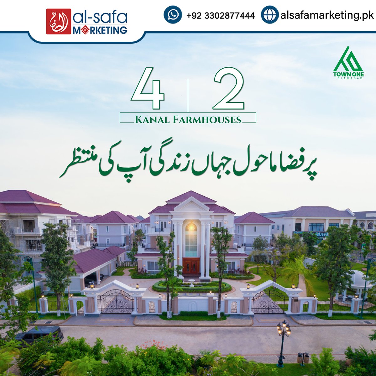 Own Your Slice of Paradise - 2 and 4 Kanal Bliss in a Stunning Setting with Every Amenity and Luxury You Desire.

#alsafa #alsafamarketing #luxuryfarmhouse #farmhousesinislamabad #farmhouseforsale #townone #islamabad #bigdiscountiswavingatyou