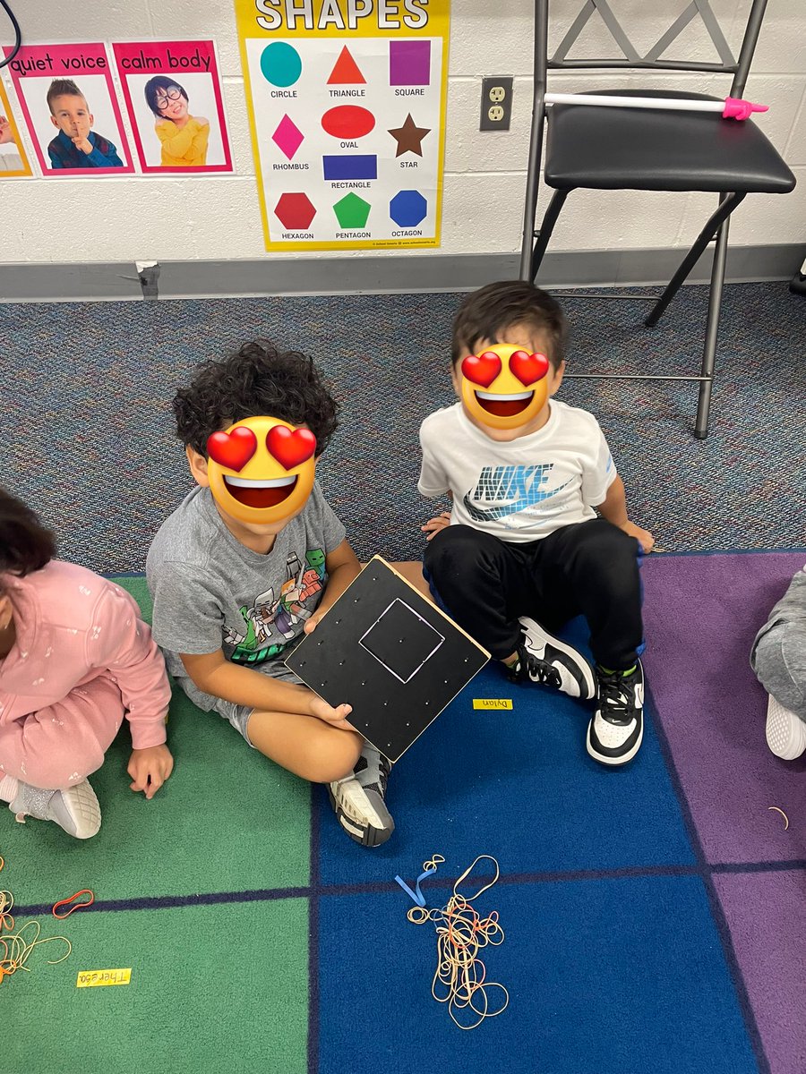 HelgesenLydia's tweet photo. Fun Friday! Students loved making fall Tt trees, using geoboards to make shapes, and taking an observational walk to use our sense of sight and hearing #kindergartenrocks @RandolphStars https://t.co/YqF71D9LOD