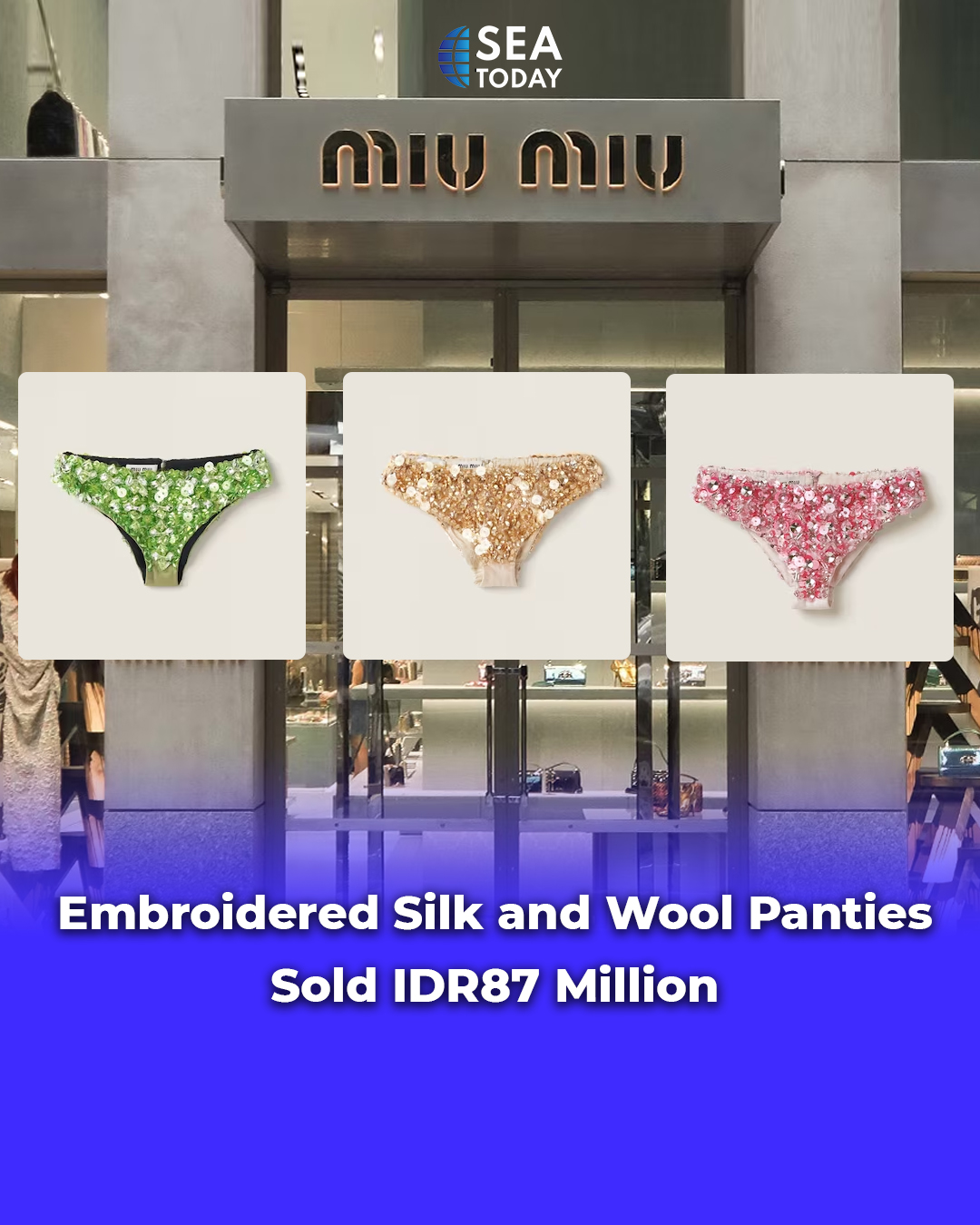 SEA Today News on X: Italian fashion house, Miu Miu has released their  newest underwear product called Embroidered Silk and Wool Panties. These  panties are made of silk, sequins, and wool that