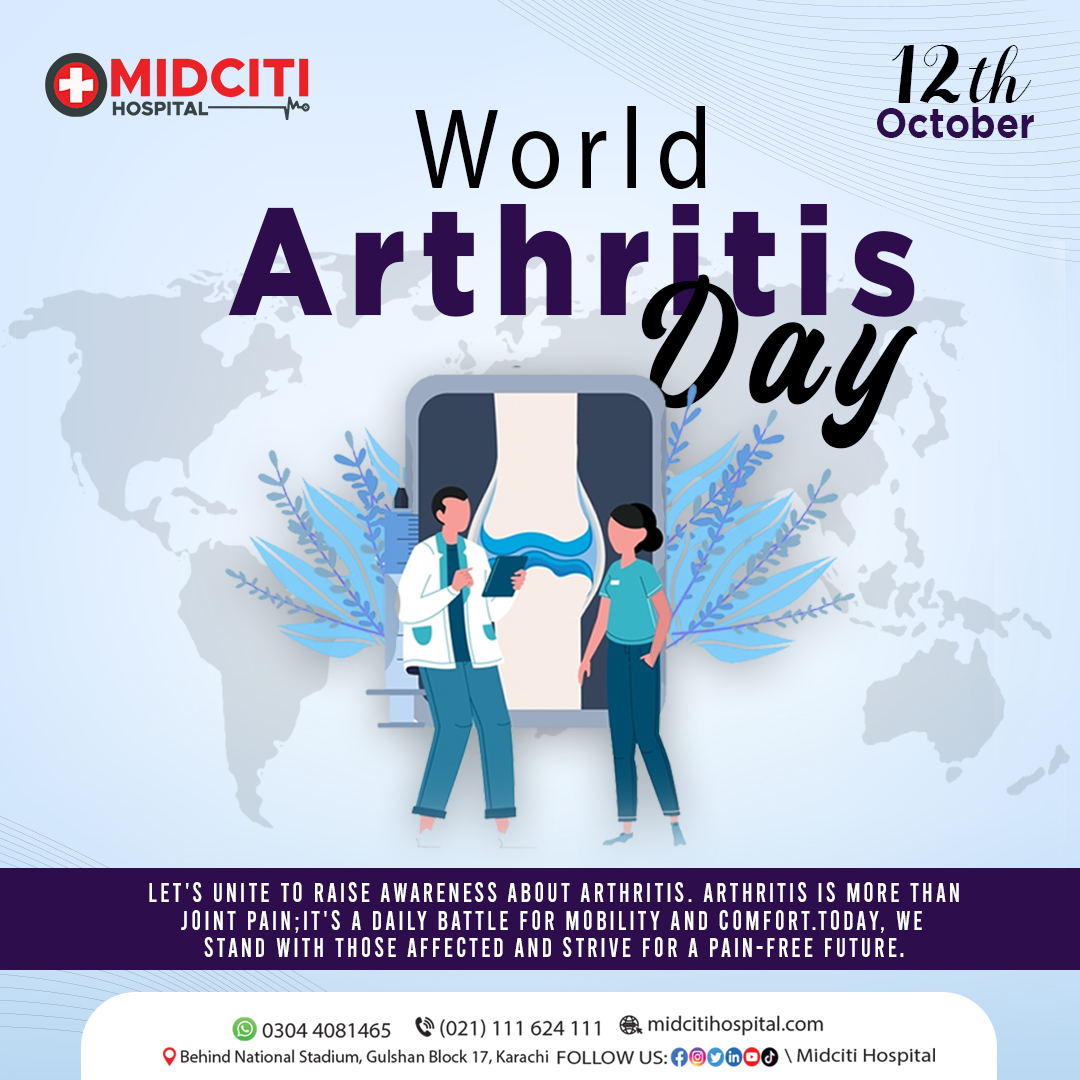 Midcitihosp's tweet photo. Today, on World Arthritis Day, take a step towards a pain-free life. For professional care and support, visit Midciti Hospital. Let's take a step towards better joint health together.

#WorldArthritisDay #ArthritisAwareness #FightArthritis #ArthritisWarrior #JointHealth https://t.co/p3dIEdYQVJ