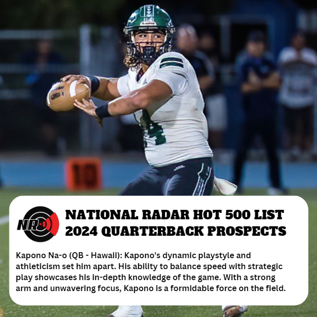 The National Radar Hot 500 List - 2024 Quarterbacks  

All positions and grad classes are coming soon!  

This dynamic list brings to the forefront the next generation of football prodigies.   

thenationalradar.com/post/the-natio…