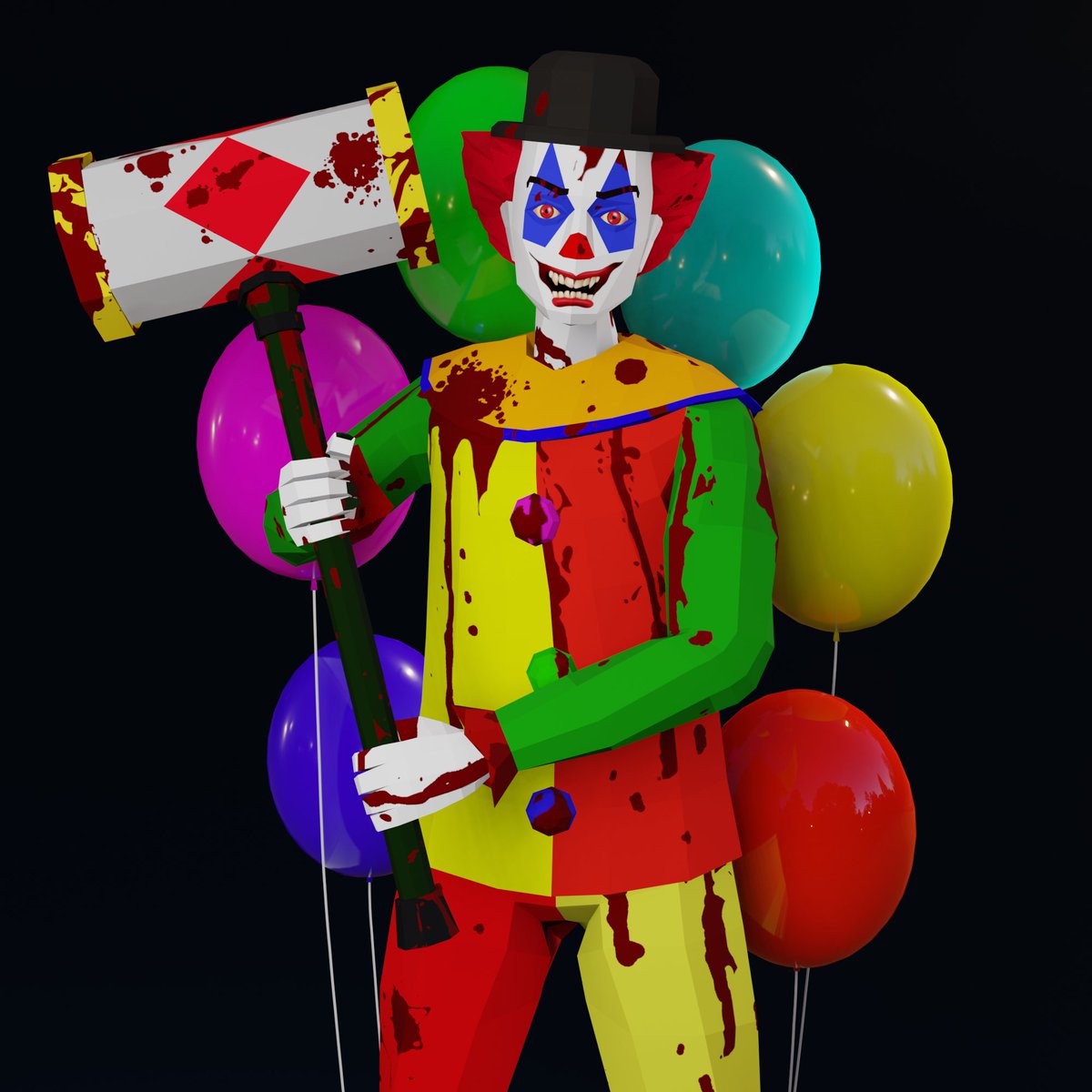 AlexMakes3d's tweet photo. If you think that all clowns are funny and kind, then you are mistaken…This clown is not one of them.
#halloween #clown #evilclown #gameready #polygon #lowpoly https://t.co/LRFrP6jfsJ