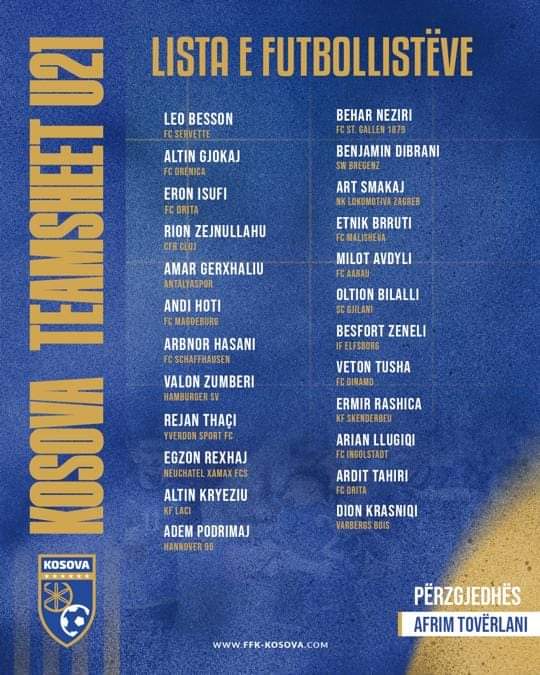 kosovanfooty_EN's tweet photo. 🇽🇰 This is #Kosova U21 squad list to face Bulgaria in U21 Qualifiers.
#BULKOS | 🇧🇬🇽🇰 https://t.co/X3Igo1xYot