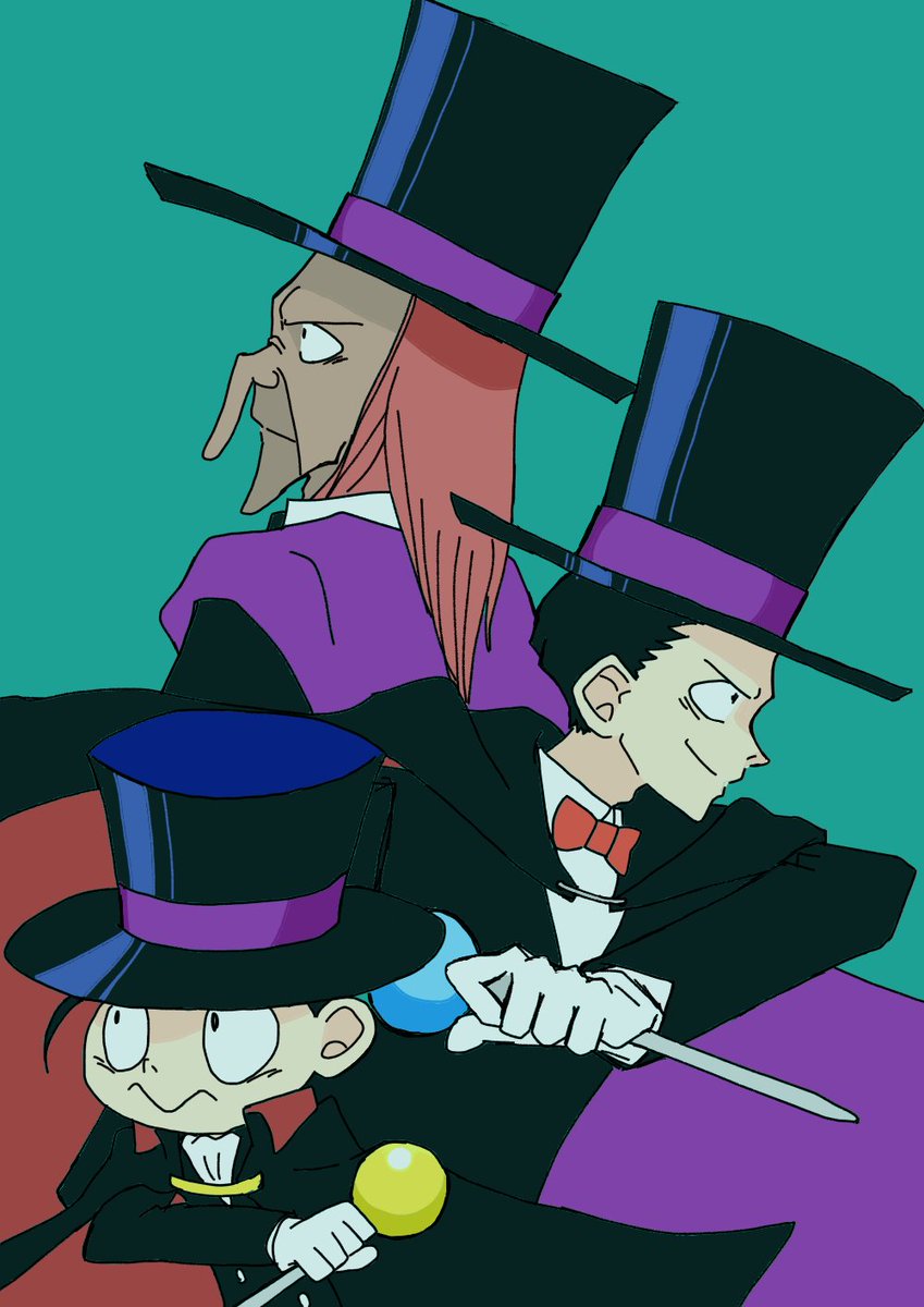 悪魔くんのメフィストファミリー描いてみました。黒い！ 2世は公式