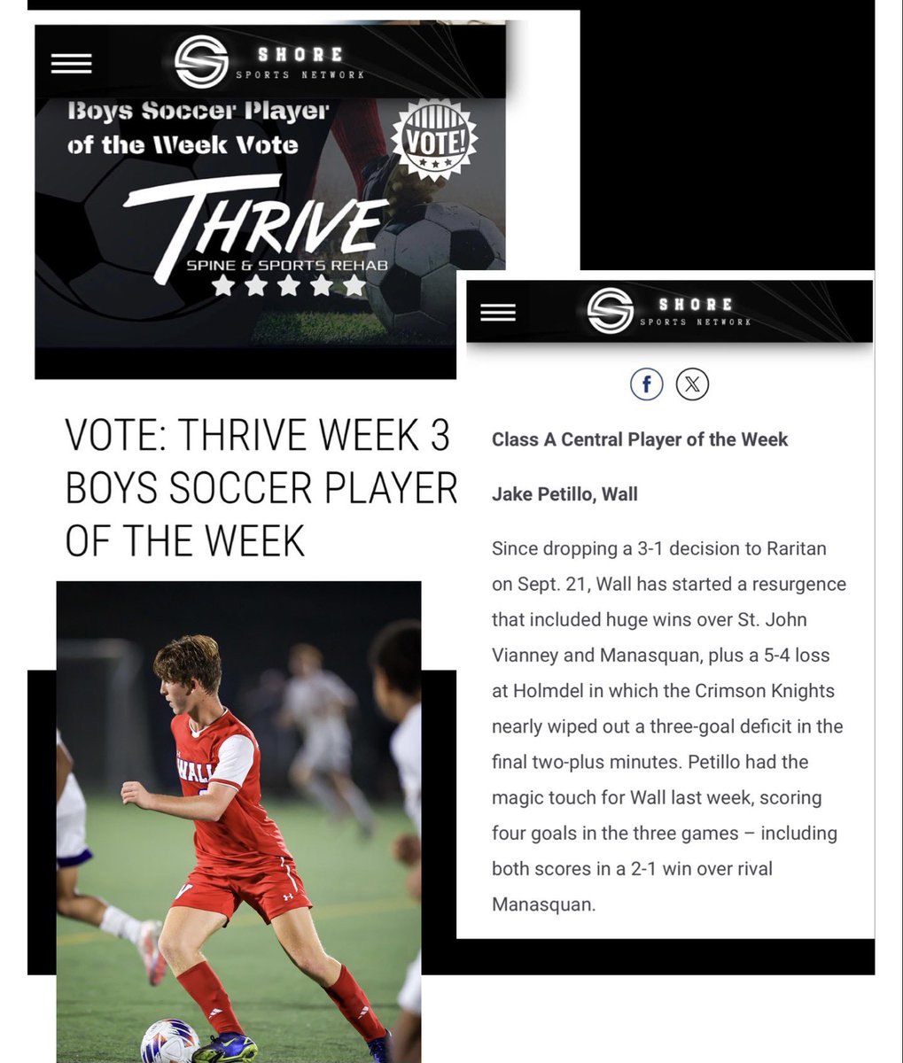 PetilloJake's tweet photo. I was chosen as Class A Central Player of the week. Thank you Shore Sports Network. https://t.co/bLsgjIN0I1