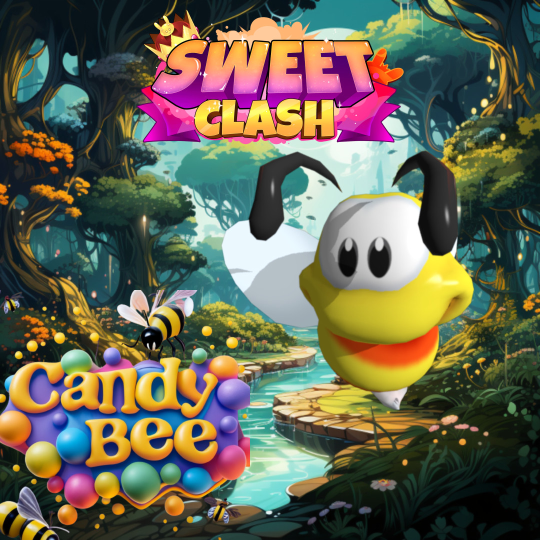 In Sweetclash's world, where candy landscapes stretch beyond sight, Candybee is a valiant guardian of all honey-based confections
Born from a drop of the purest honey, she defends honey from invaders, ensuring that sweet essence of honey remains untainted in the candy paradise