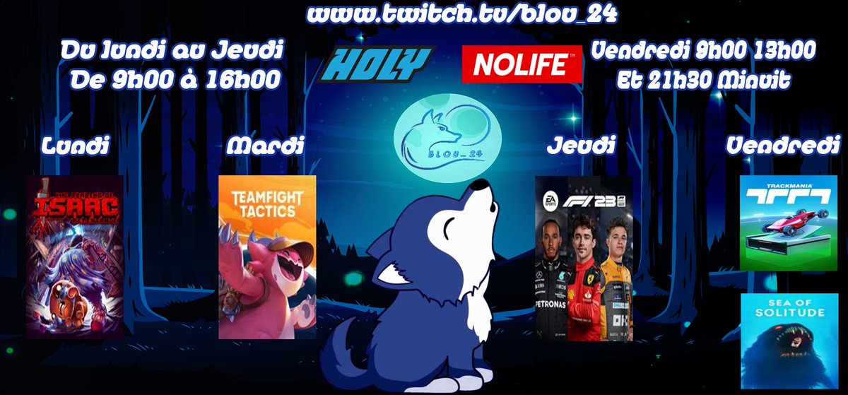 Le_Blou_'s tweet image. Le voici!!! Planning de la semaine! #TheBindingOfISaac en HARDCORE, #TFT on apprend de nos erreurs et on avance, #openlobby sur #F123, fin de campagne en full GOLD sur #trackmania et le soir la fin de #SeaOfSolitude Bon week-end a toutes et tous et merci pour tout 💙💙