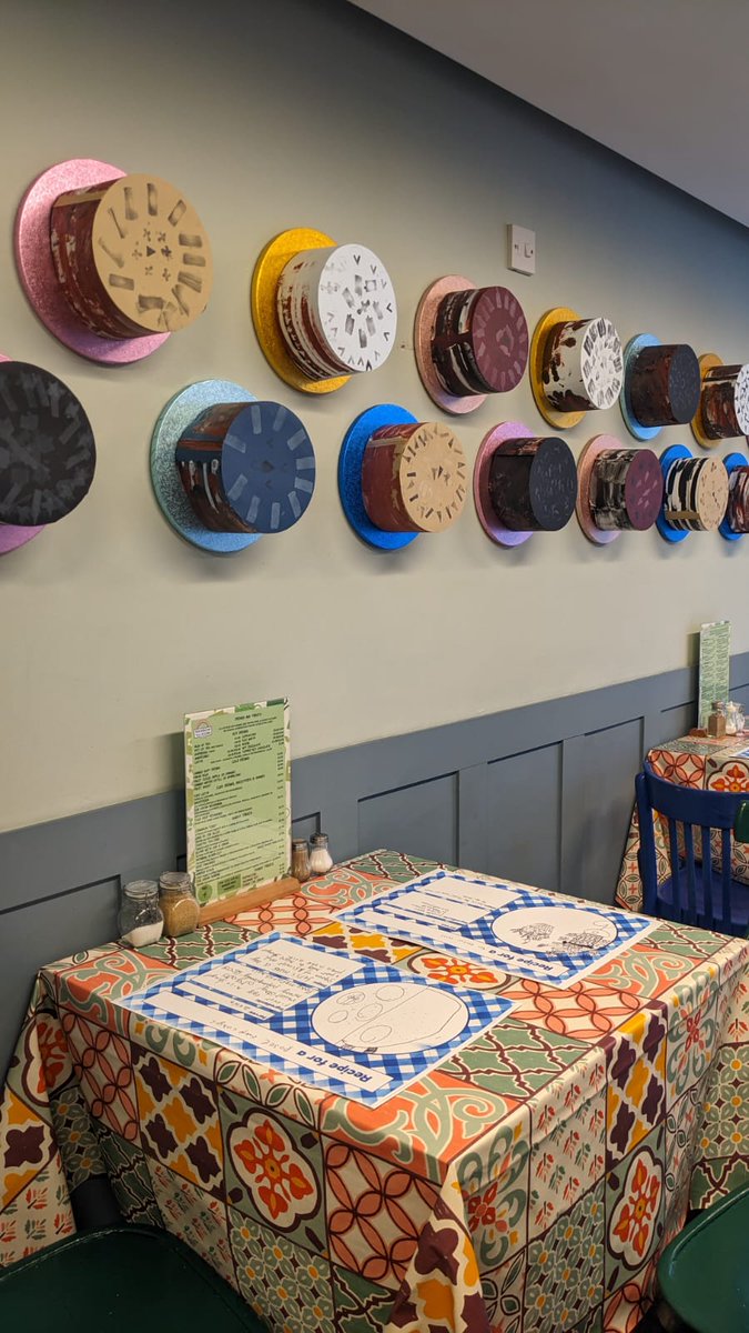 ChesterContemp's tweet photo. As part of #CCSchools art trail you can find - Bumpee Smoov Bumpee

Artist Olivia Glasser &amp; the pupils of @CapenhurstCEPS explored the textures of the Rows, and sensations of eating food, to create fantastic cake recipes &amp; artwork.

At Rainbow Tea Rooms, 28 Bridge St until 1 Dec. https://t.co/uAYPpnWAec