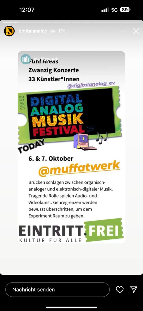 Heute - Today Second Set at 0:15 Ampere / Muffatwerk München - free entrance - at DigitalAnalog - bandsintown.com/Moogulator // moogulator.com