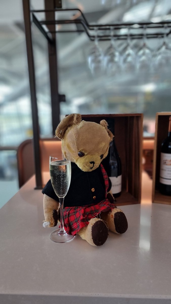 Cheers!! @HeathrowAirport @British_Airways #bigjohninitaly2 #teddybear #travel #Italy