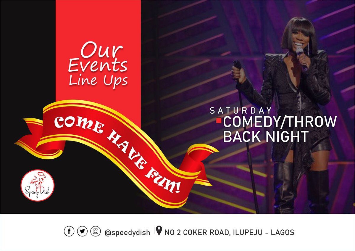 speedydish's tweet photo. Saturdays are for chillin'.
Comedy and Throw Back Night at SPEEDY DISH Lounge and restaurant!

#SaturdayVibes https://t.co/V2FgdXbJKC