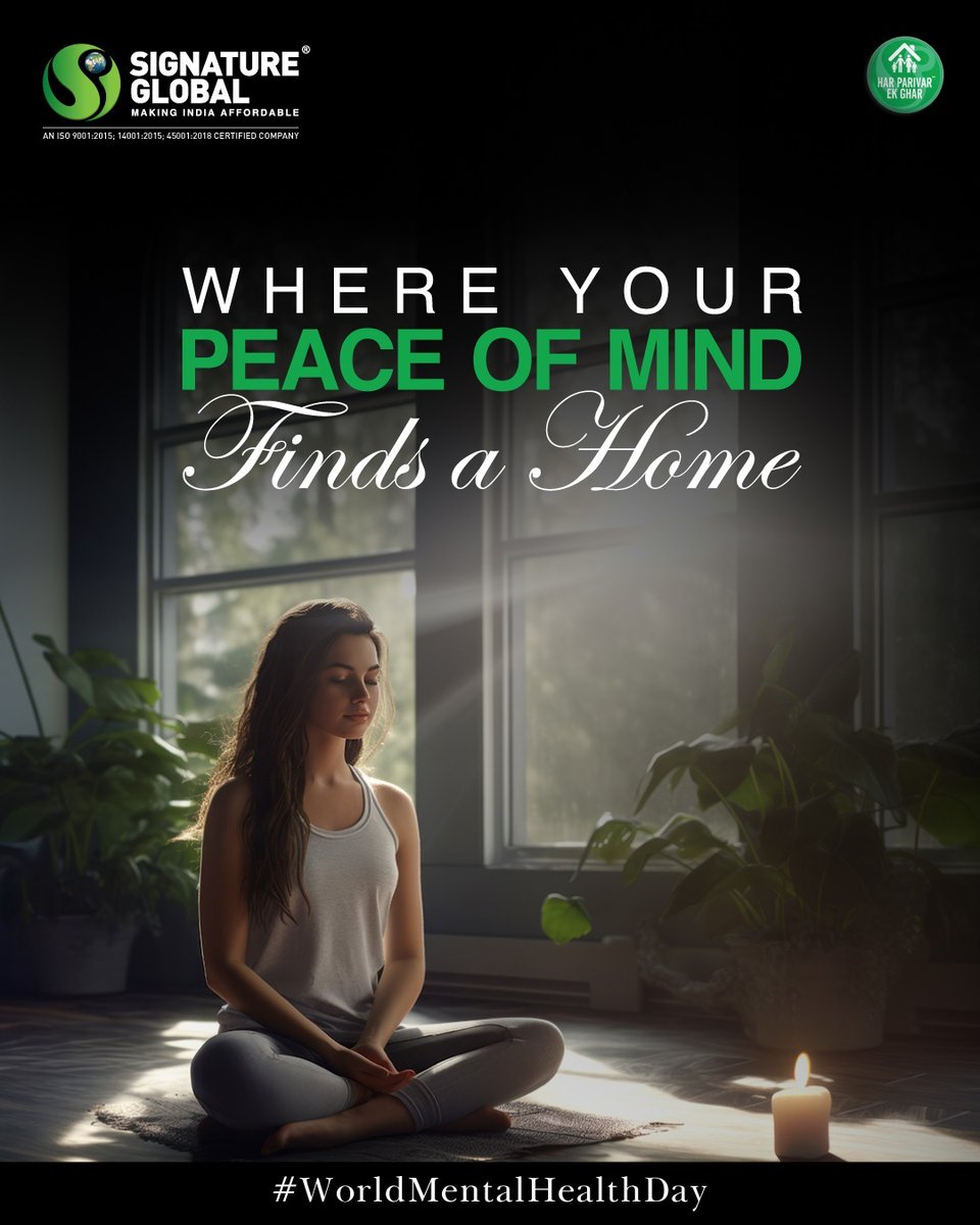 signatureglobal's tweet photo. Prioritizing mental health is essential every day. On this #WorldMentalHealthDay, Signature Global stands with you in raising awareness and promoting well-being. Let's nurture our minds and support one another. 💚🧠 #MentalHealthMatters #SignatureCares https://t.co/UZEE9cGwnX