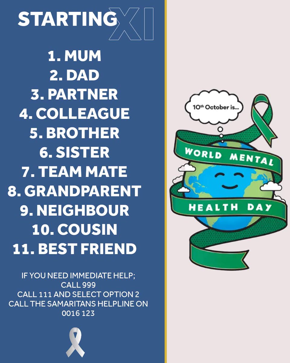 swfc's tweet photo. 125 people die by suicide every week in the UK. 

That's 18 people a day or one person every 90 minutes.  

It doesn't have to be this way. Suicide can be prevented.  

Ahead of #WorldMentalHealthDay we're asking fans to check in on those around them.

@samaritans | #YouAreNotAlone