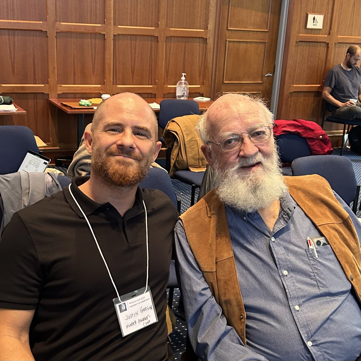 Finally got to ask Dennett the question philosophers have wrestled with for decades: if I had the bat-like power of echolocation, would I still be human?