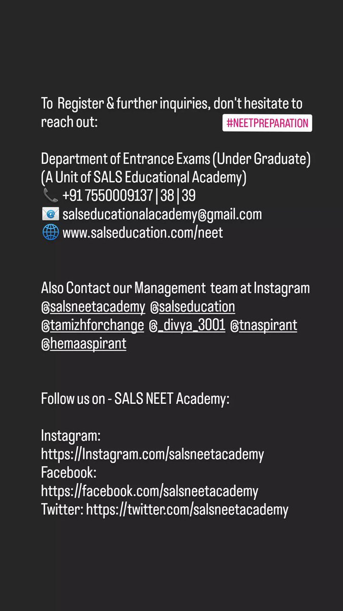 salsneet's tweet photo. Join our free NEET &amp; IIT-JEE Demo Class sessions 

To Join- Google Meet link https://t.co/Be6cBh1C6r

@salseducation

#NEET #JEE #salsneetacademy #salsedu #salseducation #salseducationalacademy #coaching #Academy #education #EducationForAll #physics #chemistry #Biology #maths https://t.co/GZ35WeUhBC
