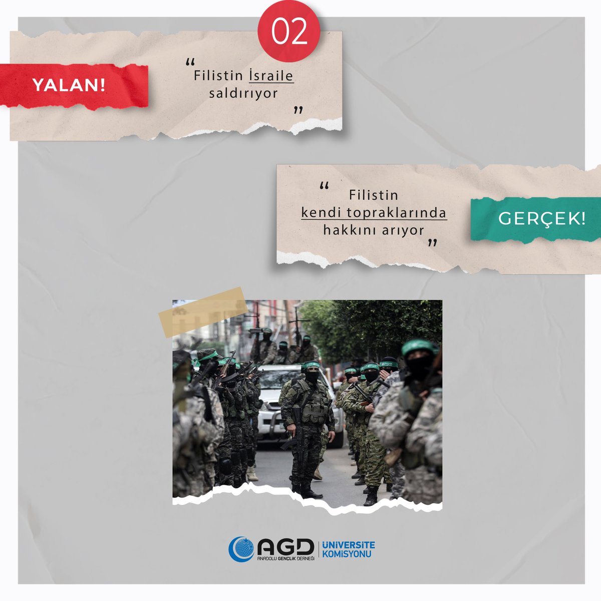 2) Yalan: Filistin İsraile saldırıyor
      Gerçek: Filistin kendi topraklarında hakkını arıyor