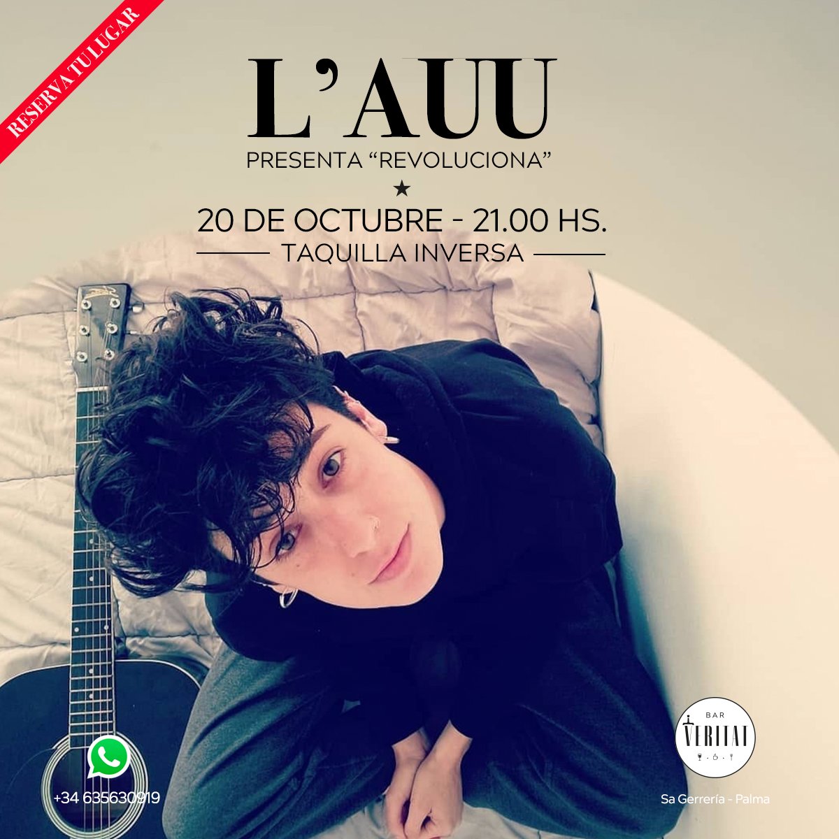 barveritat's tweet photo. 🎶 ¡Prepárate para una noche especial en compañía de la música! 🙌 Únete a nosotros en Bar Veritat, donde L'AUU án nos presentará "Revoluciona", su nuevo disco.

Reserva: https://t.co/jtd8ERQBub

#Bardetapas #SaGerreria #CascoAntiguo #PalmaDeMallorca #ShowAcustico #Revoluciona https://t.co/1HdKloRODD